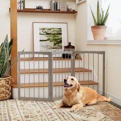 30 Inch Tall Wooden Pet Fence for Cats Small and Medium Dogs-Gray