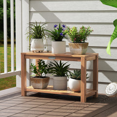 30 Inch Teak Wood Shower Bench Inside Shower Stool with Storage Shelf