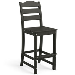 30 Inches Counter Height HDPE Bar Stool with Backrest and Footrest-Black