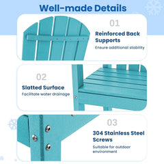 30 Inches Counter Height Outdoor HDPE Bar Stool with Armrests and Footrest-Turquoise