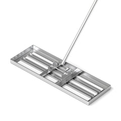 30 x 10 Inch Lawn Leveling Rake with Ergonomic Handle-Silver