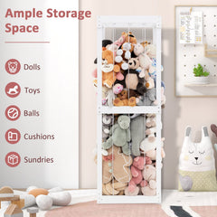 300L Large Stuffed Animal Storage with Open Top and Elastic Cords-White