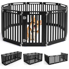 31.5 inches Height Indoor Outdoor Dog Playpen with 10 Panels-Black