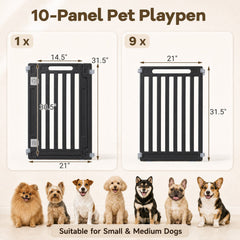 31.5 inches Height Indoor Outdoor Dog Playpen with 10 Panels-Black