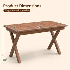 31.5 inches Outdoor Teak Wood Coffee Table with Slatted Tabletop for Patio