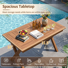 31.5 inches Outdoor Teak Wood Coffee Table with Slatted Tabletop for Patio