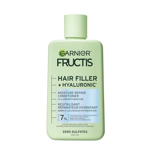 Garnier Fructis Hair Filler + Hyaluronic Acid Moisture Repair Sulfate-Free Conditioner, for Curly and Wavy Hair, up to 15X More Moisture & 100 Hours of Frizz Control, 300ml
