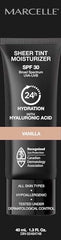 Marcelle Sheer Tint Moisturizer SPF 30, Vanilla, with Hyaluronic Acid and Aloe, Hypoallergenic, Non-Comedogenic, Fragrance-Free, Paraben-Free, Oil-Free, 40 mL