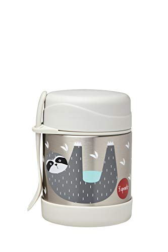 3 Sprouts Kids Food Jar - Insulated Stainless Steel Flask for Hot Food with Secure Lid and Spoon - Perfect for School Lunches and Travel - BPA-Free, Ideal for Children, Sloth