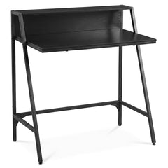 31.5 inches Industrial Desk with Raised Shelf Metal Frame-Black