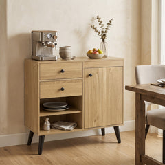 31 inches Sideboard Cabinet with 2 Open Compartments and 2 Drawers-Natrual