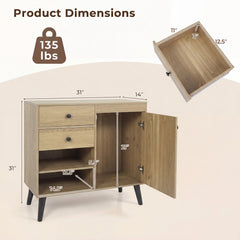 31 inches Sideboard Cabinet with 2 Open Compartments and 2 Drawers-Natrual