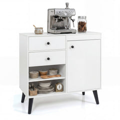31 inches Sideboard Cabinet with 2 Open Compartments and 2 Drawers-White