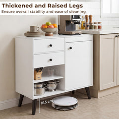 31 inches Sideboard Cabinet with 2 Open Compartments and 2 Drawers-White