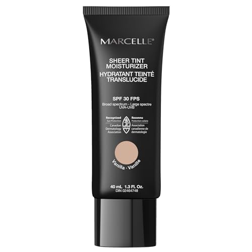 Marcelle Sheer Tint Moisturizer SPF 30, Vanilla, with Hyaluronic Acid and Aloe, Hypoallergenic, Non-Comedogenic, Fragrance-Free, Paraben-Free, Oil-Free, 40 mL
