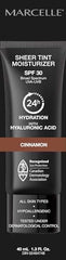 Marcelle Sheer Tint Moisturizer SPF 30, Cinnamon, with Hyaluronic Acid and Aloe, Hypoallergenic, Non-Comedogenic, Fragrance-Free, Paraben-Free, Oil-Free, 40 mL