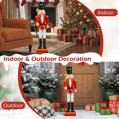 32.5 Inch Christmas Nutcracker with High Hat and Beautiful Scepter-Black & Red