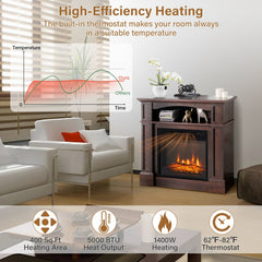 32 Inch 1400W Electric TV Stand Fireplace with Shelf-Natural