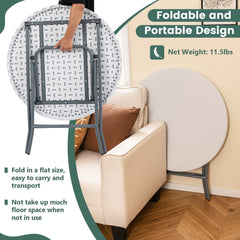 32 Inch Round Folding Table with Thick Tabletop for Picnic