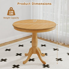 32 Inch Wooden Round Pub Pedestal Side Table-natural