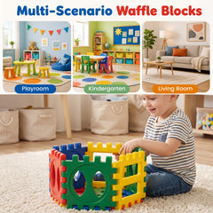 32-Piece Oversized Waffle Block Set with 10 Ocean Balls Easy-to-Use Grid Building Toys