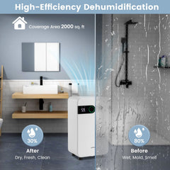 32 Pint Dehumidifier for 2000 Sq Ft, 9 Pints DOE, 33 dB Sleep Mode, 0.6 Gallon Tank, White