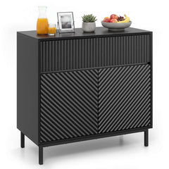 32 inches Wide Buffet Cabinet with 2 Doors and 1 Drawer for Kitchen-Black
