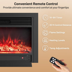 33/36-Inch Electric Fireplace Insert 750W/1500W Recessed Fireplace Heater-750W
