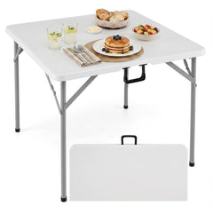 34 Inch Square Foldable Card Table with Carrying Handle-White