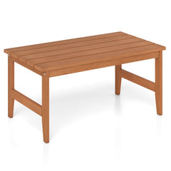 35.5 inches Solid Wood Outdoor Coffee Table with Rectangular Slatted Top and Teak Finish