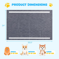 35.5 inches x 24 inches Charcoal Dog Pee Pads 6-Layer for Dogs-Black