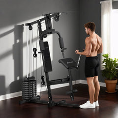 Multi-Exercise Home Gym Station with 99lbs Weight Stack, for for Back, Chest, Arms, Full Body Workout