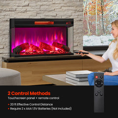 36 Inch 3-Sided 1500W Electric Fireplace with 7-Color Flame-Black
