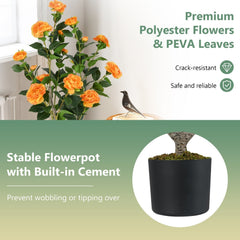 36 Inch Artificial Camellia Tree with Blooming Flower 1 Pack-Orange