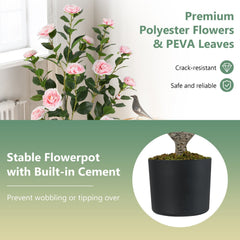 36 Inch Artificial Camellia Tree with Blooming Flower 2 Pack-Pink