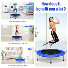 36 Inch Mini Folding Trampoline Portable Recreational Fitness Rebounder-Blue