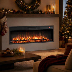 36 Inch Recessed Electric Fireplace Heater with Adjustable Flame Colors & Brightness