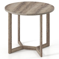 36 Inch Round Wood Dining Table for 2-4 People with Wing-shaped Pedestal Base-Grey