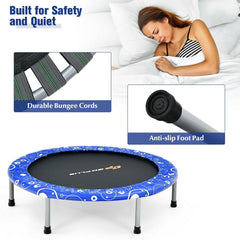36 Inch Kids Trampoline Mini Rebounder with Full Covered Handrail-Blue