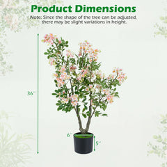 36 inches Set of 2 Artificial Impatiens Tree with Mini Fruits and Silk Flowers-Pink