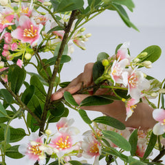 36 inches Set of 2 Artificial Impatiens Tree with Mini Fruits and Silk Flowers-Pink