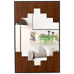 37.5 Inch x 26.5 Inch Decorative Rectangle Wall Mirror with Piano Key-Shaped Frame-Black