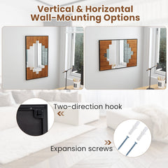 37.5 Inch x 26.5 Inch Decorative Rectangle Wall Mirror with Piano Key-Shaped Frame-Black