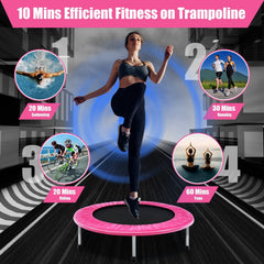 38 Inch Mini Folding Trampoline Portable Leisure Fitness Backboard-Pink