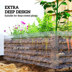 6' x 3' x 2' Raised Garden Bed, Galvanized Planter Box for Growing Flowers, Herbs and Vegetables, Brown