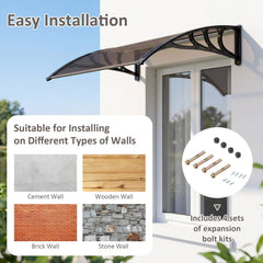 39 x 30 Inch Outdoor Front Door Window Awning Door Canopy Exterior-Brown