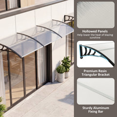 39 x 30 Inch Outdoor Front Door Window Awning Door Canopy Exterior-Black