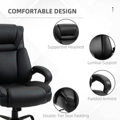 PU Leather Executive Office Chair with High Back, Adjustable Height and Swivel Wheels, 400LBS Capacity, Brown