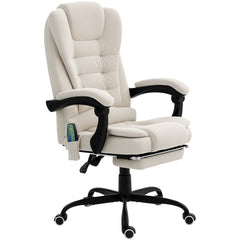 7-Point Vibrating Massage Chair, Reclining Office Chair with Footrest, Reclining Back, Adjustable Height, Beige