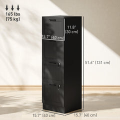 2 Drawer Filing Cabinet with Lock, Office Storage Cabinet with Adjustable Hanging Bars for A4 Letter Size Files, Black